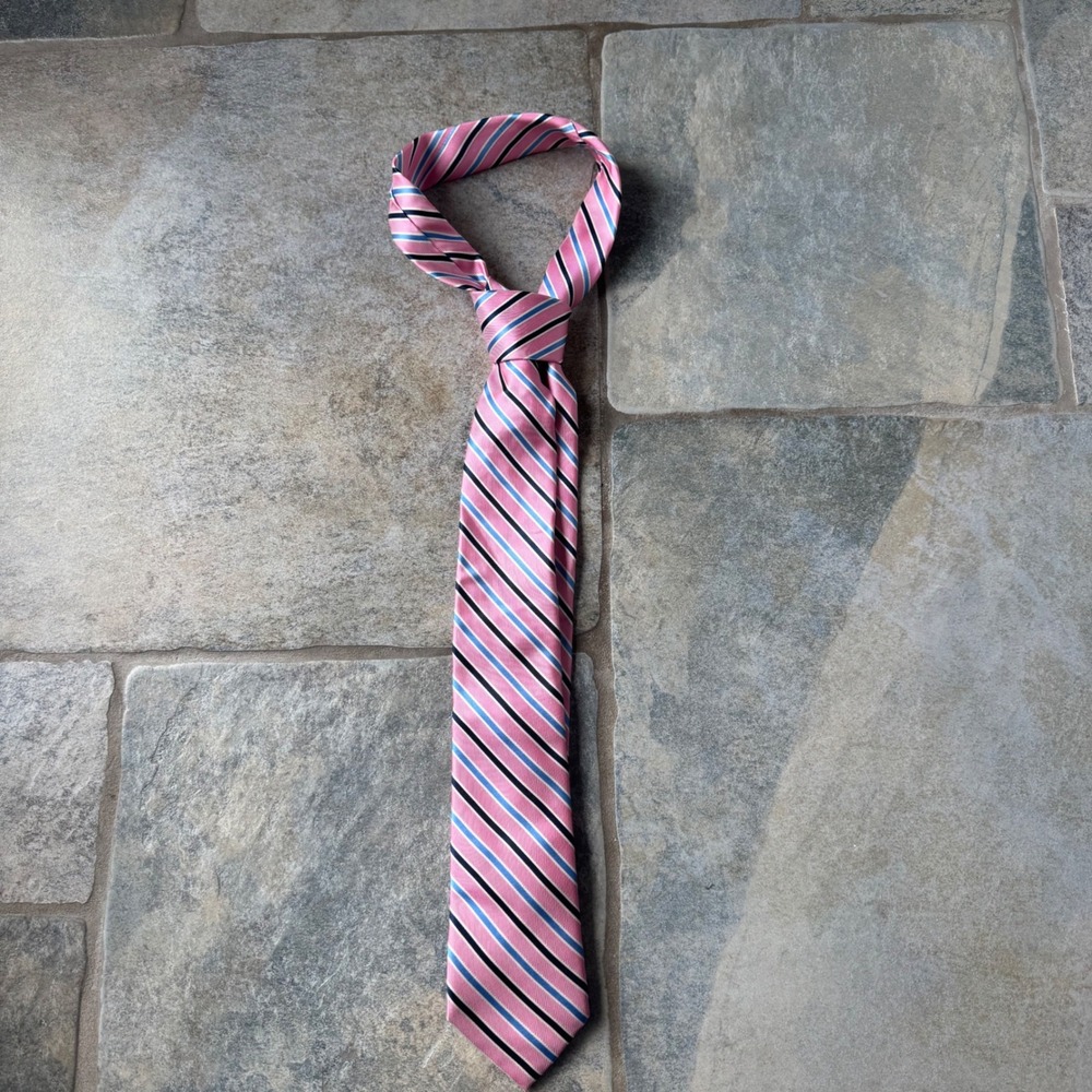 Lord & Taylor The Men's Shop 100% Silk Pink Striped Tie 61" Long Classic Formal